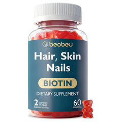 Beobeu Biotin Gummies bottle front shows branding and daily beauty support.