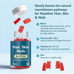 Beobeu Biotin Gummies nutrition label close-up highlighting vitamins and minerals.