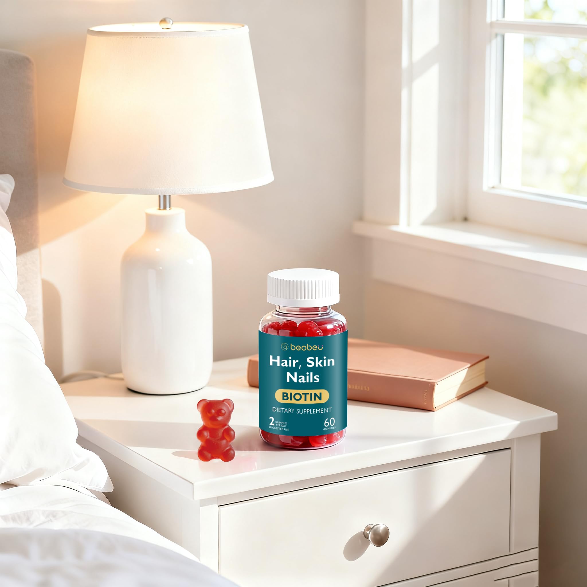 Beobeu Biotin Gummies soft chew texture in focus.