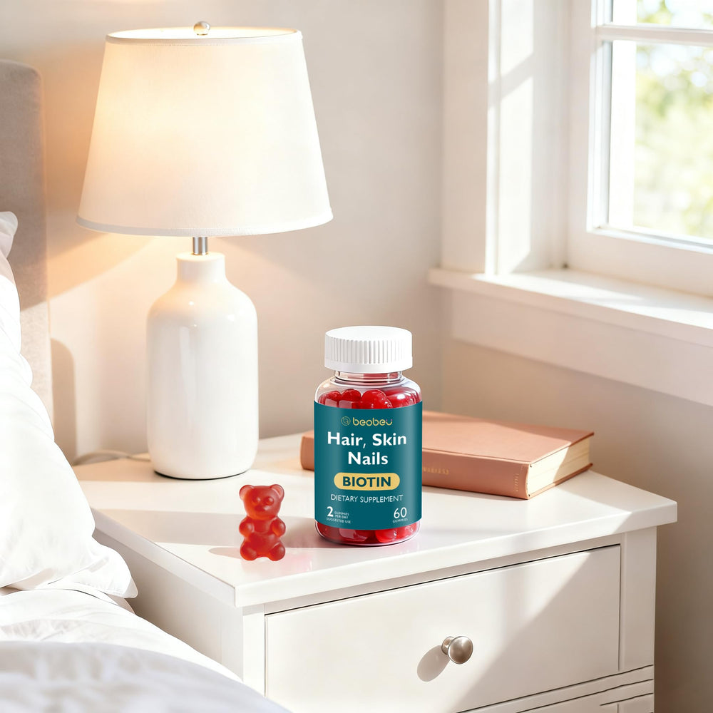 Beobeu Biotin Gummies soft chew texture in focus.
