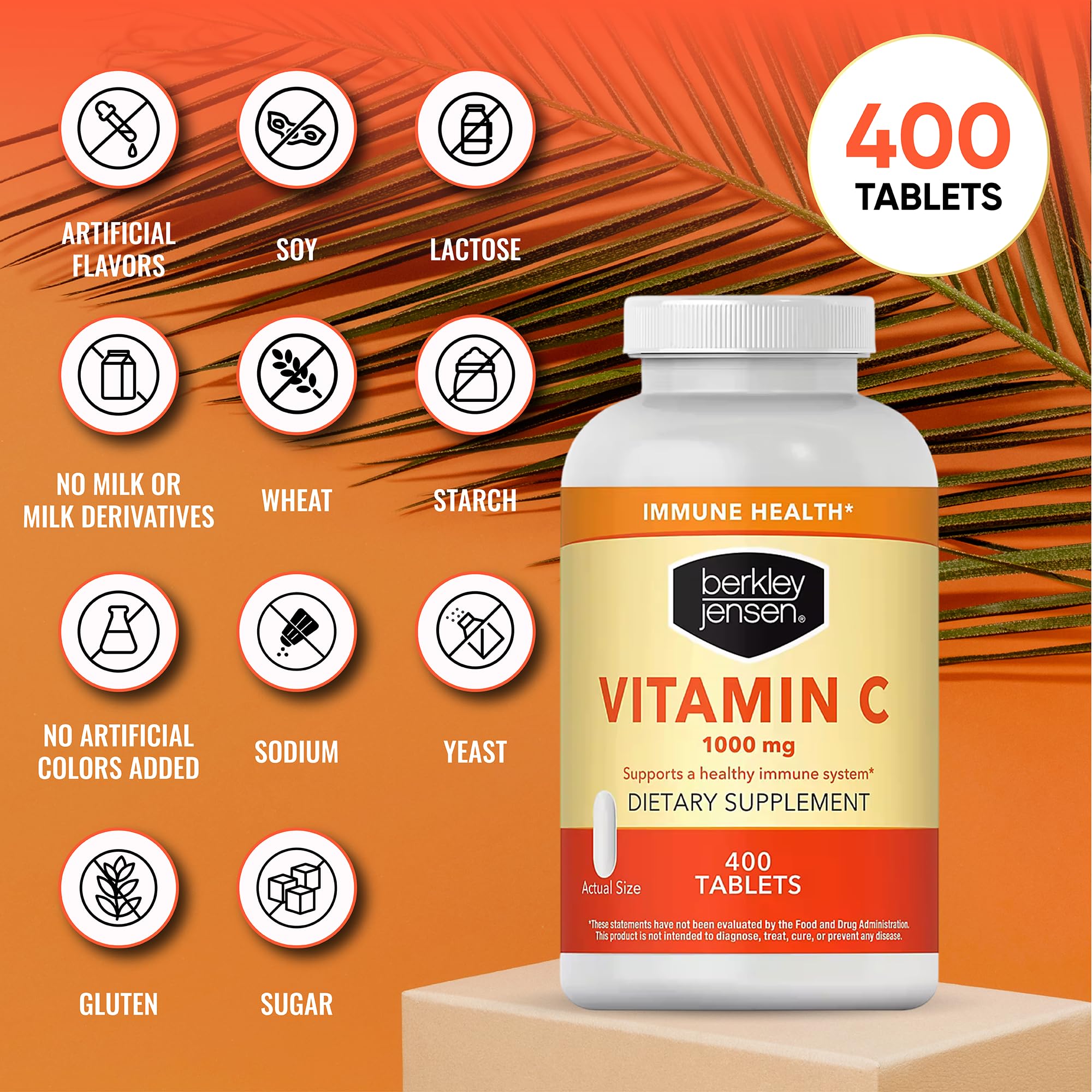 Berkley Jensen Vitamin C gluten-free icon close-up communicates allergen-friendly use