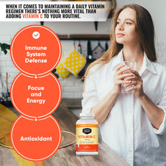 Berkley Jensen Vitamin C tablets close-up emphasizes easy-to-swallow, bioavailable form