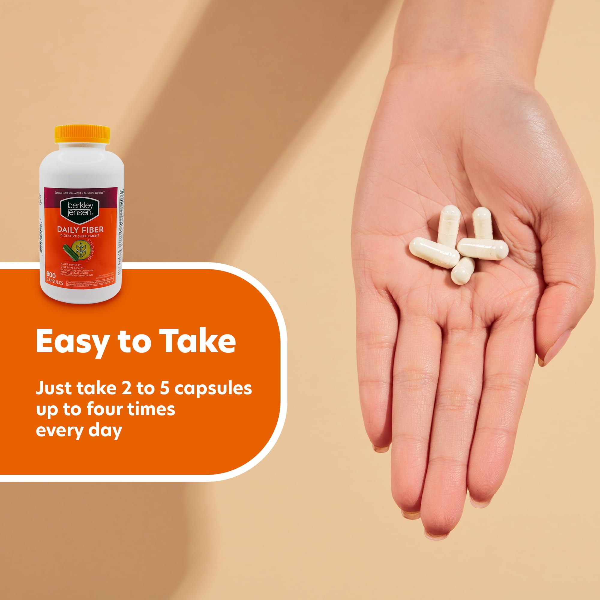Psyllium husk capsules in blister pack for everyday use.