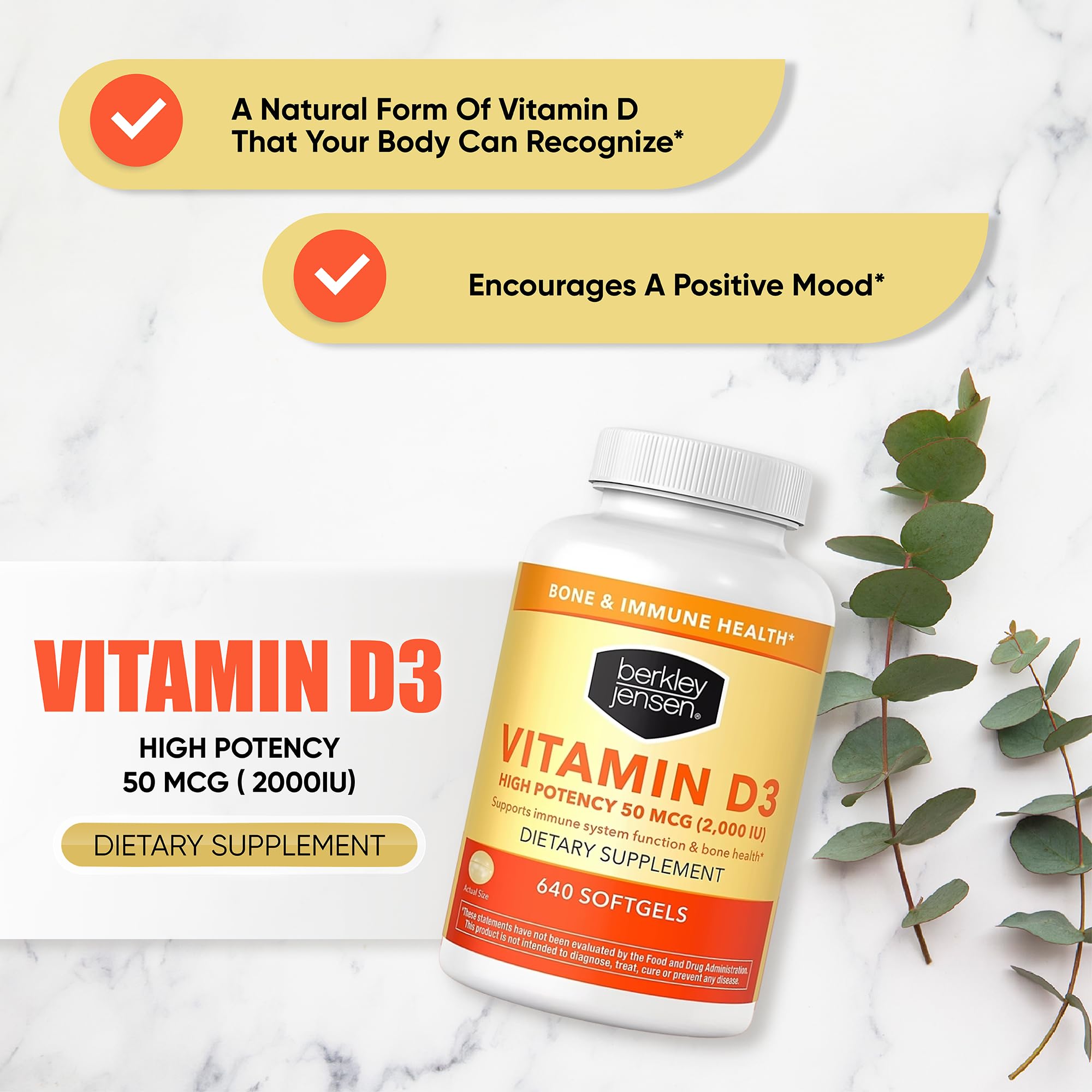 Berkley Jensen Vitamin D3 softgels supporting calcium binding for stronger bones.