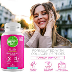 Close-up of Berry Gen Restore capsules highlighting beauty support