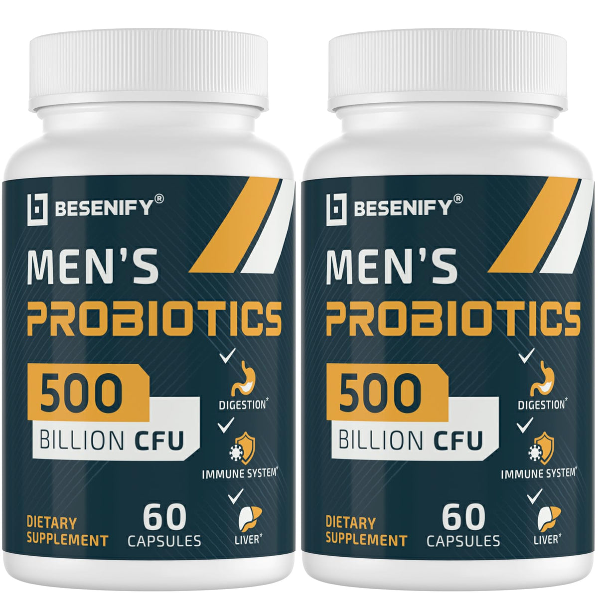 Besenify Probiotics for Men bottle with label emphasizing potency