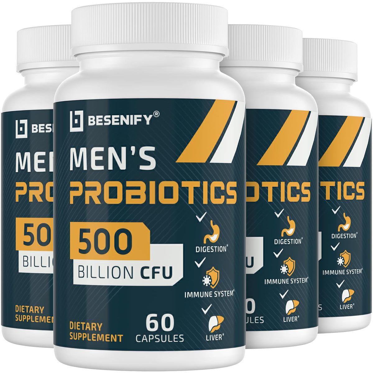 Besenify Probiotics for Men bottle offers high-potency gut support on the go