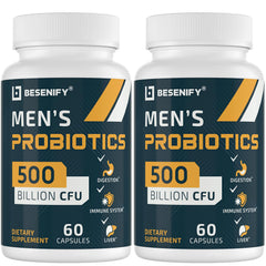 Besenify Probiotics for Men bottle with label emphasizing potency