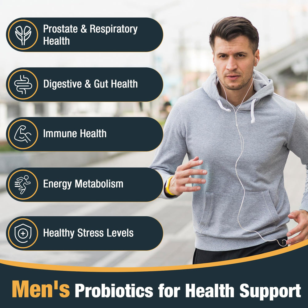 Besenify Probiotics for Men shelf-stable bottle ideal for travel and on-the-go use.