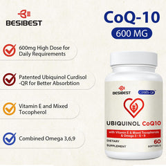 Besibest CoQ10 with vitamin E and tocopherols for antioxidant support.