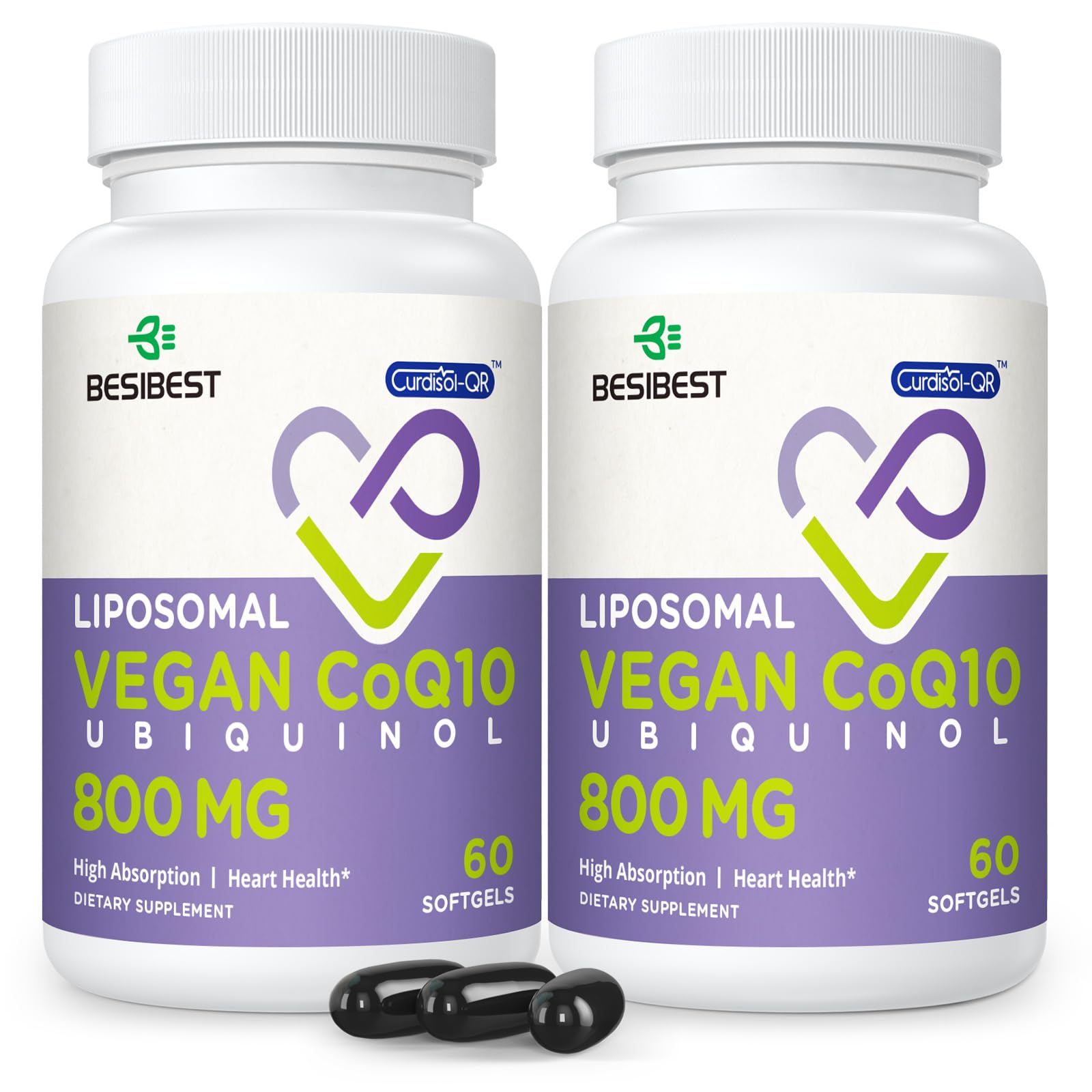 Besibest liposomal CoQ10 softgel bottle emphasizing high absorption