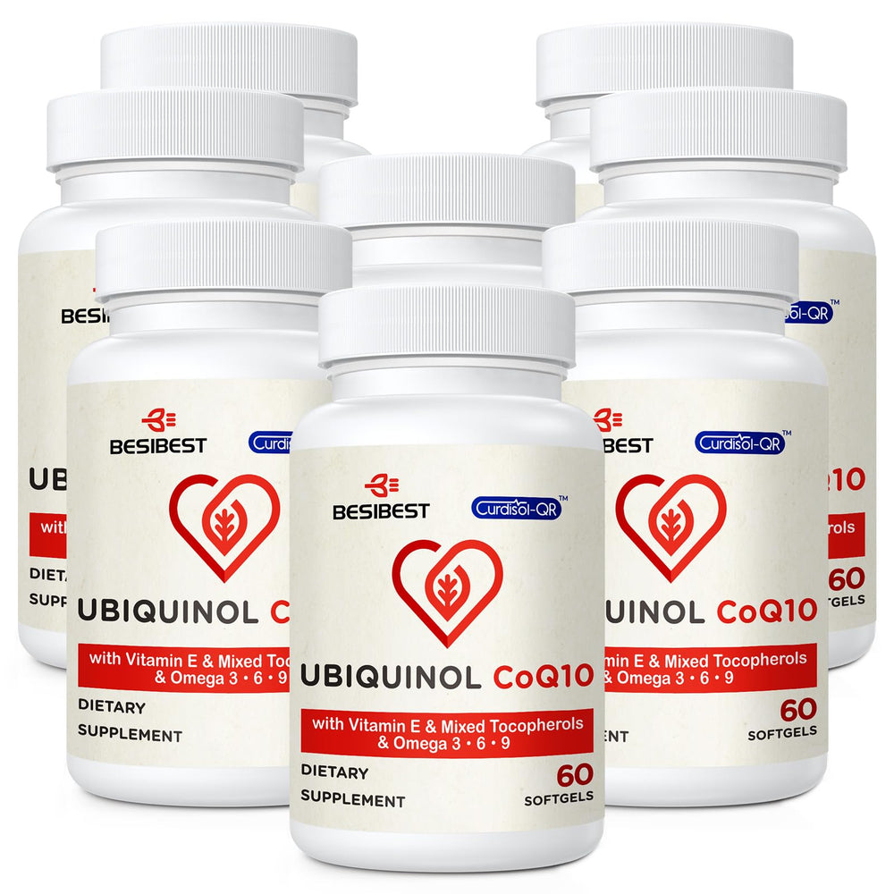 Besibest Ubiquinol CoQ10 600mg softgel bottle for daily energy support.