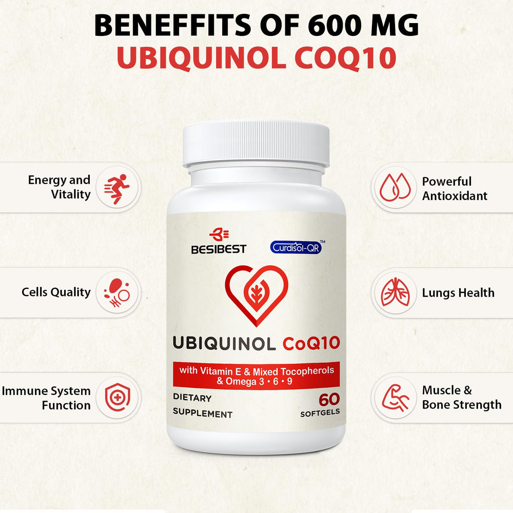 Besibest Ubiquinol CoQ10 daily-use softgels in container