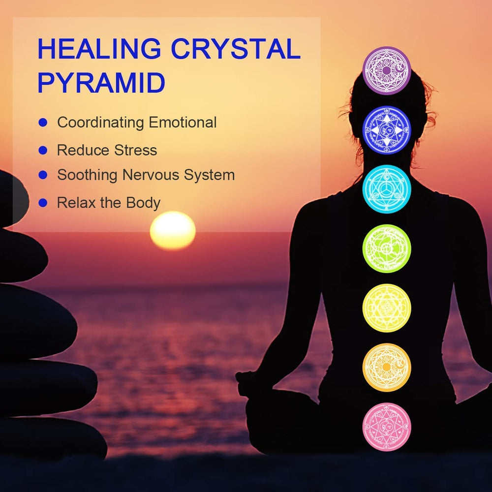 Besorgone orgonite pyramid during meditation for focus and calm