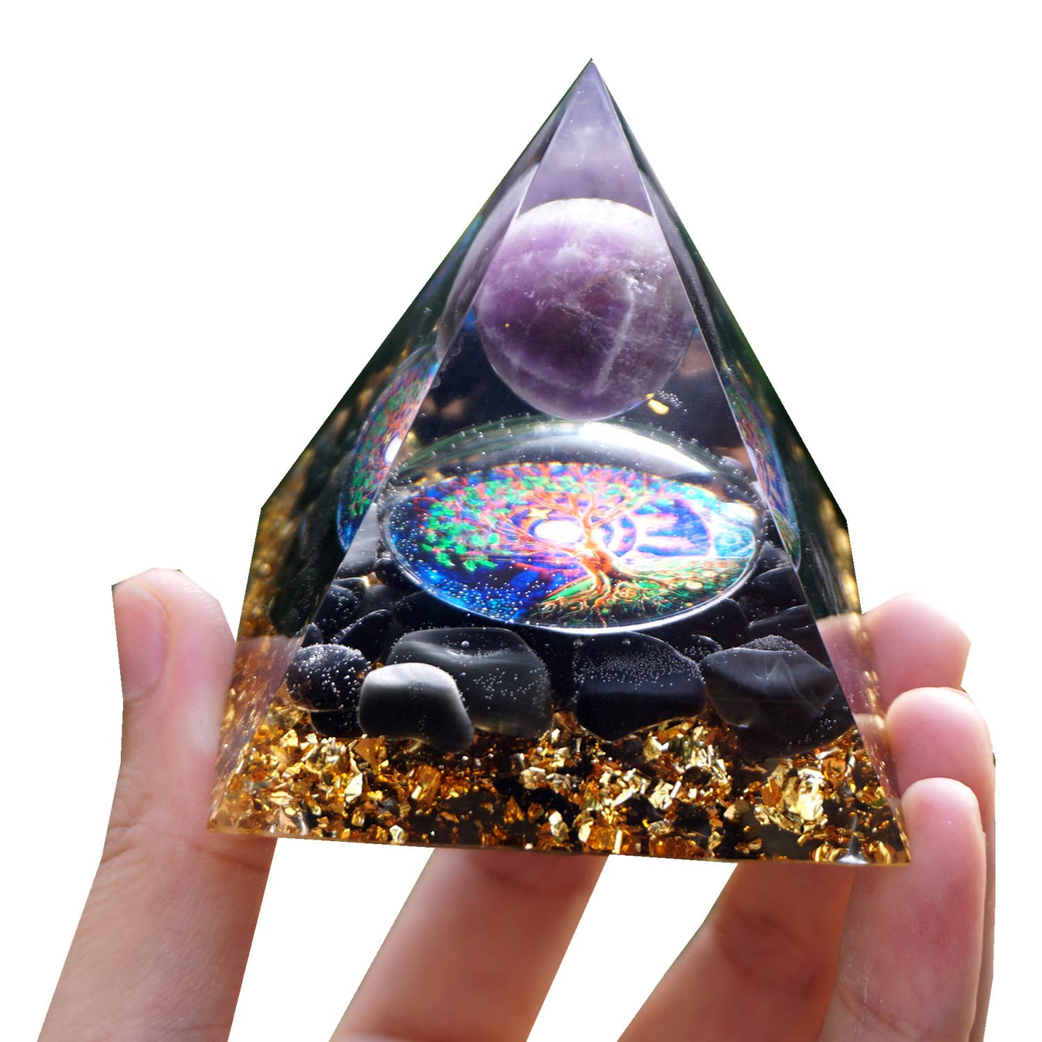 Besorgone orgonite pyramid with gift box ready for gifting.
