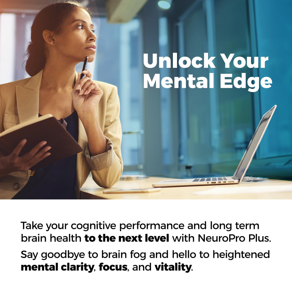 NeuroPro+ tablets packs displayed for extended daily cognitive support.