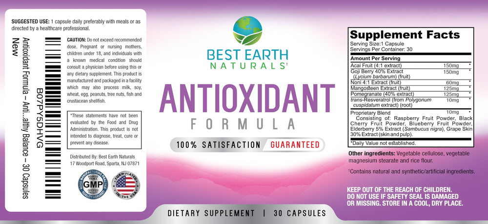 Best Earth Naturals antioxidant ingredients blend highlight immune-supporting superfruits