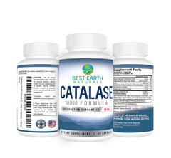 Best Earth Naturals Catalase 10000 capsules closeup shows a convenient daily hair vitality option.