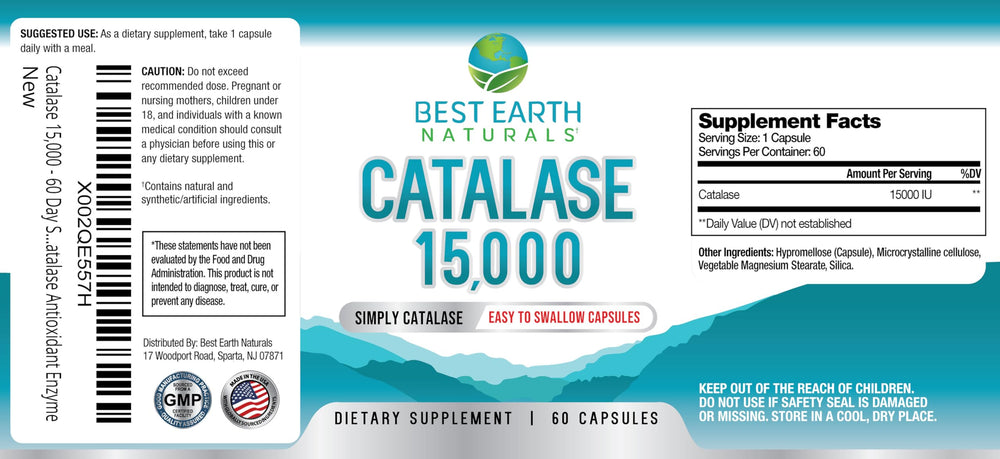 Best Earth Naturals Catalase capsules close-up for daily use.
