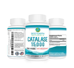 Best Earth Naturals Catalase bottle back with dosage information.