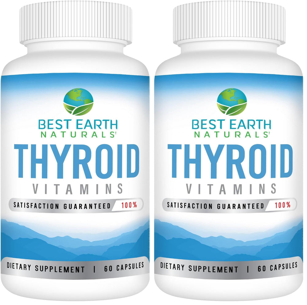 Best Earth Naturals thyroid support bottle front for daily energy balance.