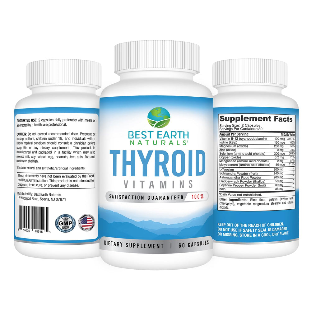 Best Earth Naturals thyroid-support capsules closeup for everyday nourishment.