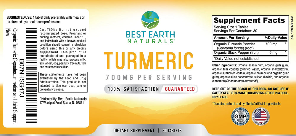 Best Earth Naturals turmeric black pepper blend highlighting absorption support