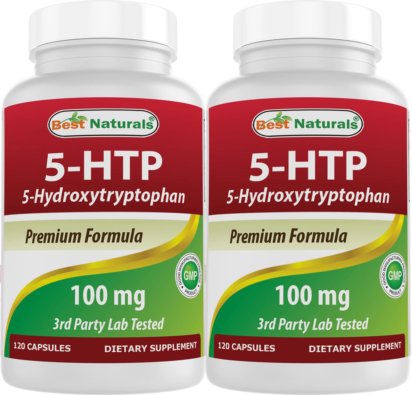 Best Naturals 5-HTP bottle hero image for daily mood balance support.