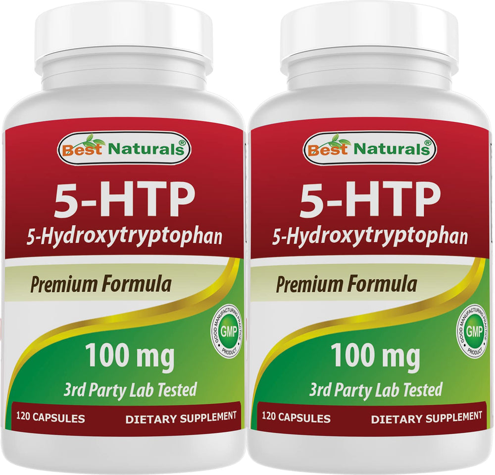 Best Naturals 5-HTP bottle hero image for daily mood balance support.