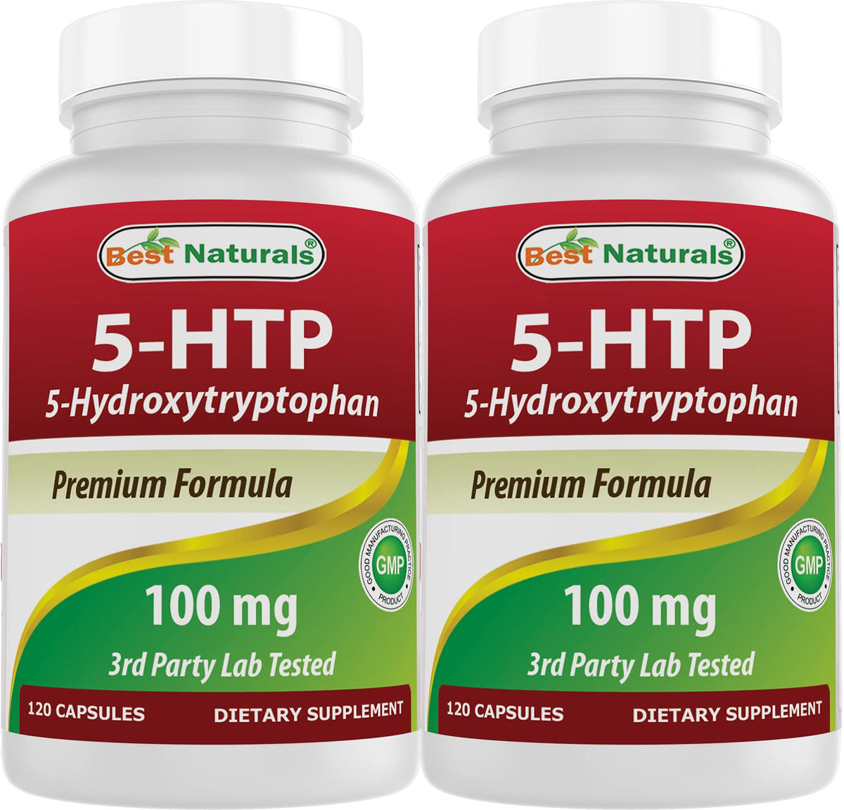 Best Naturals 5-HTP bottle hero image for daily mood balance support.