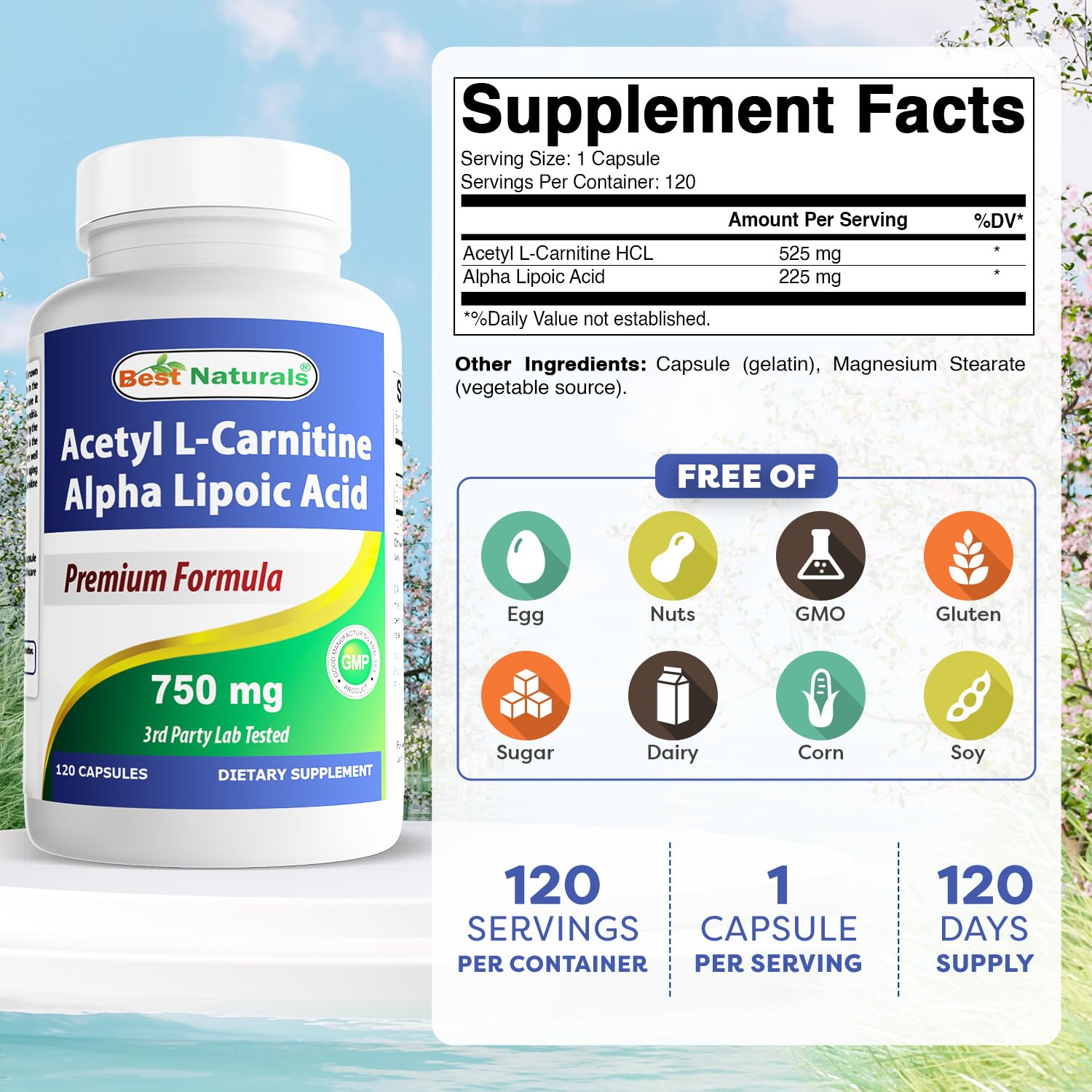 Close-up of Best Naturals label shows product details and non-GMO, gluten-free notes.