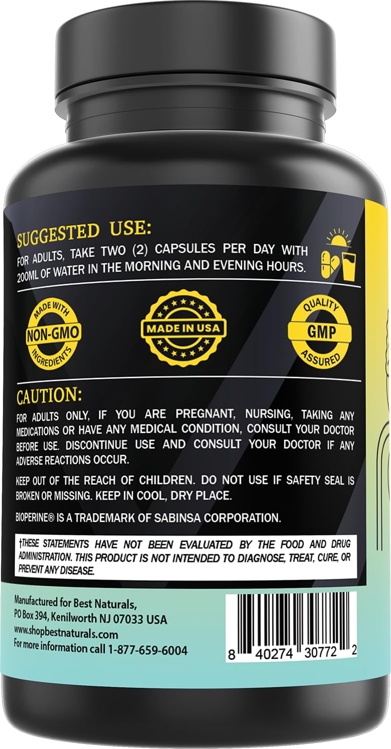 Made in the USA badge on Best Naturals adrenal support bottle.