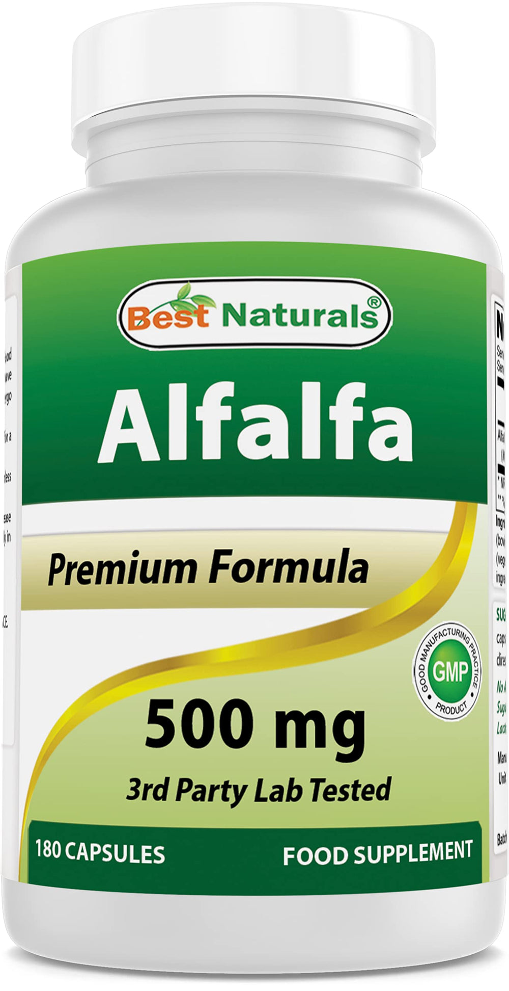 Best Naturals Alfalfa Green Super Food bottle close-up for daily nutrition.