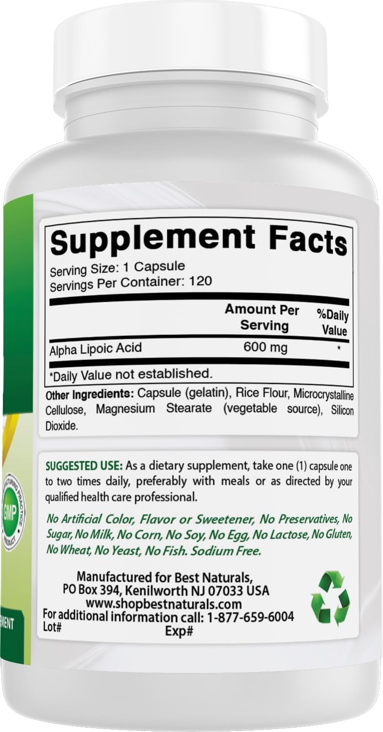 Best Naturals Alpha Lipoic Acid 600 mg packaging is designed for easy daily use