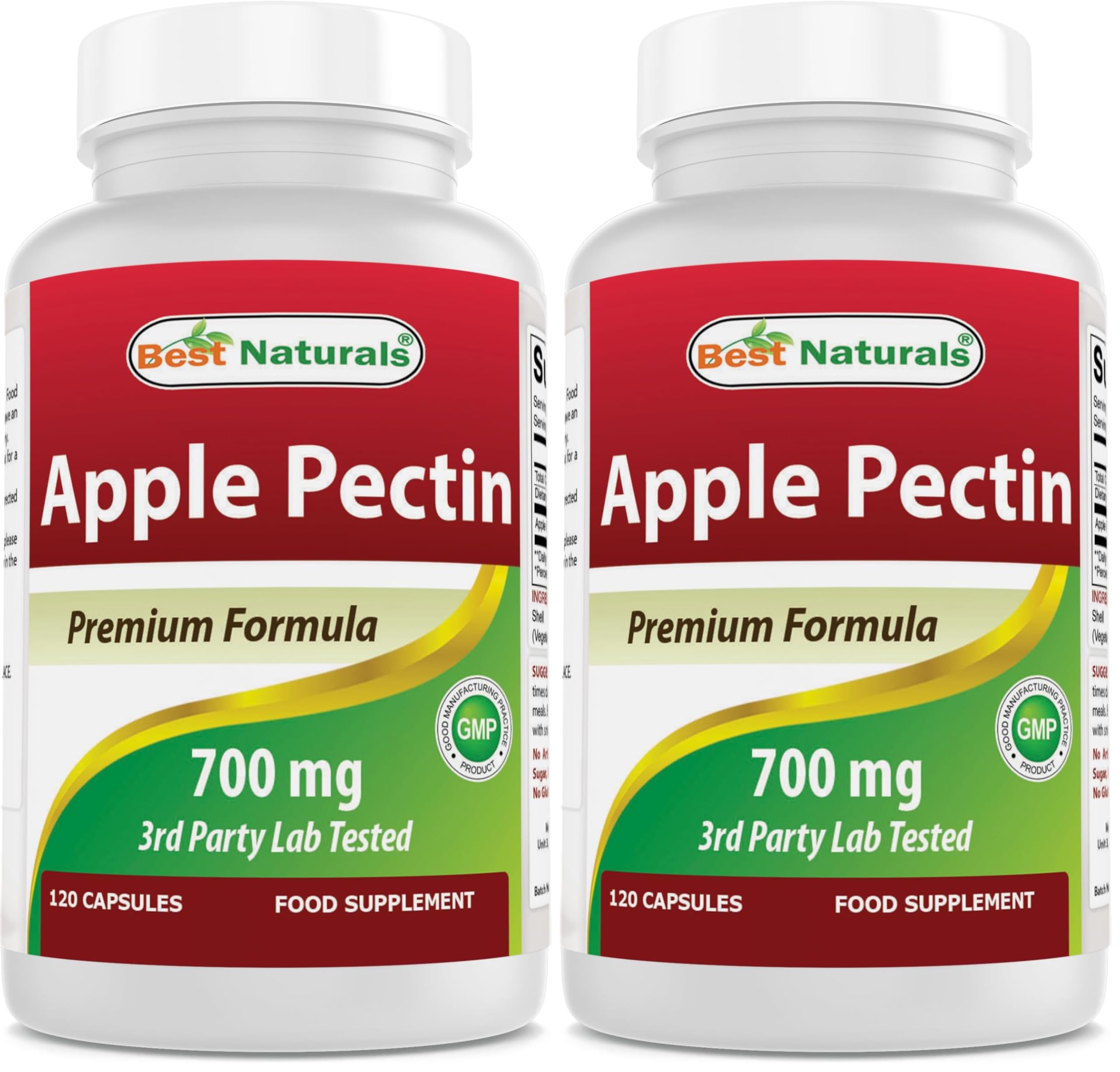 Best Naturals Apple Pectin 700 mg bottle close-up emphasizes quality label for daily use.