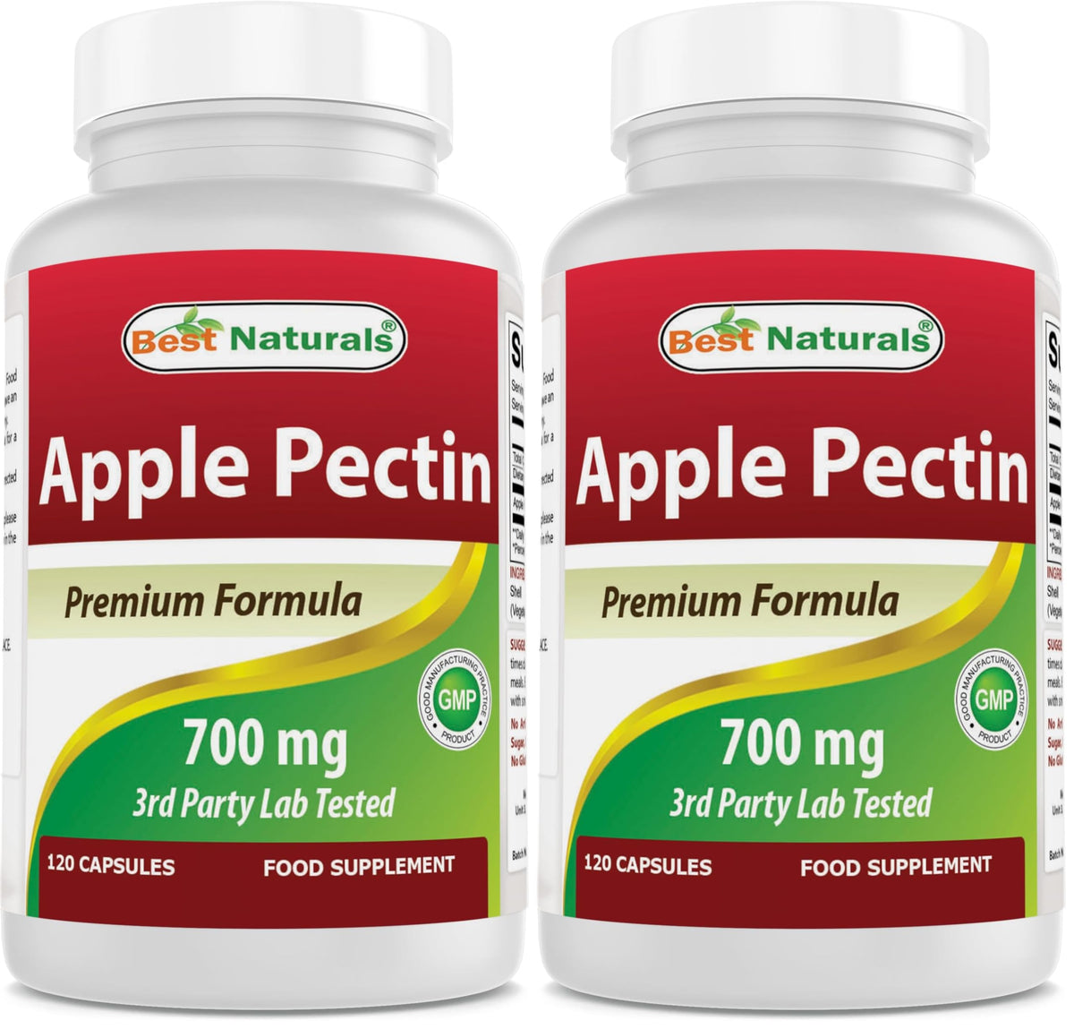 Best Naturals Apple Pectin 700 mg bottle close-up emphasizes quality label for daily use.