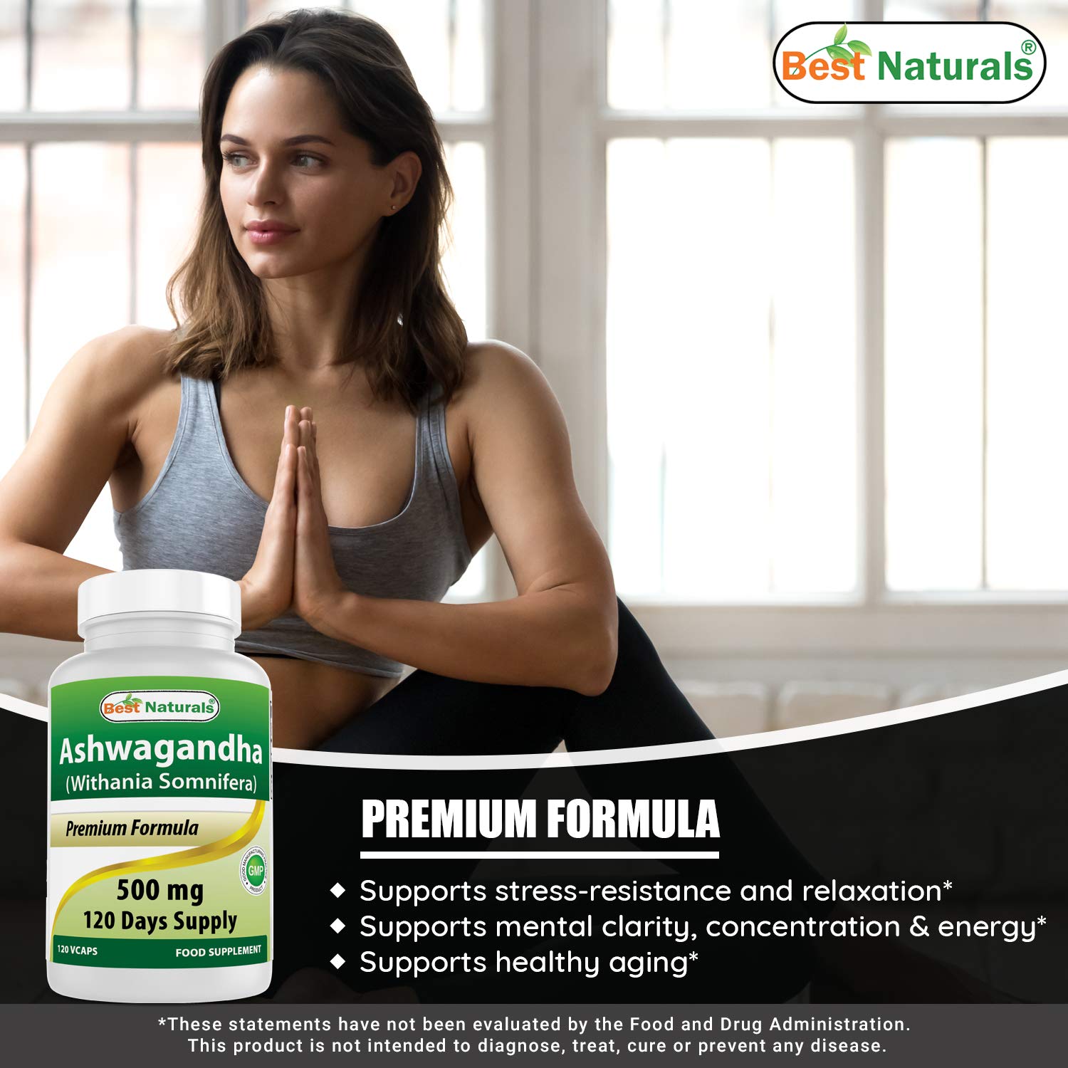 Best Naturals Ashwagandha capsules inside-view shows capsule size and texture