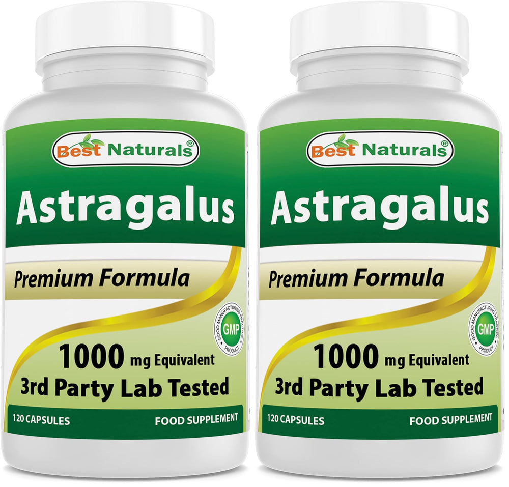 Best Naturals Astragalus bottle label showing 1000 mg per capsule