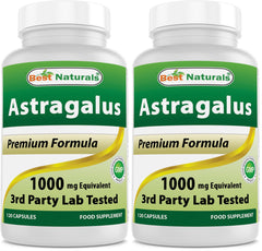 Best Naturals Astragalus bottle label showing 1000 mg per capsule