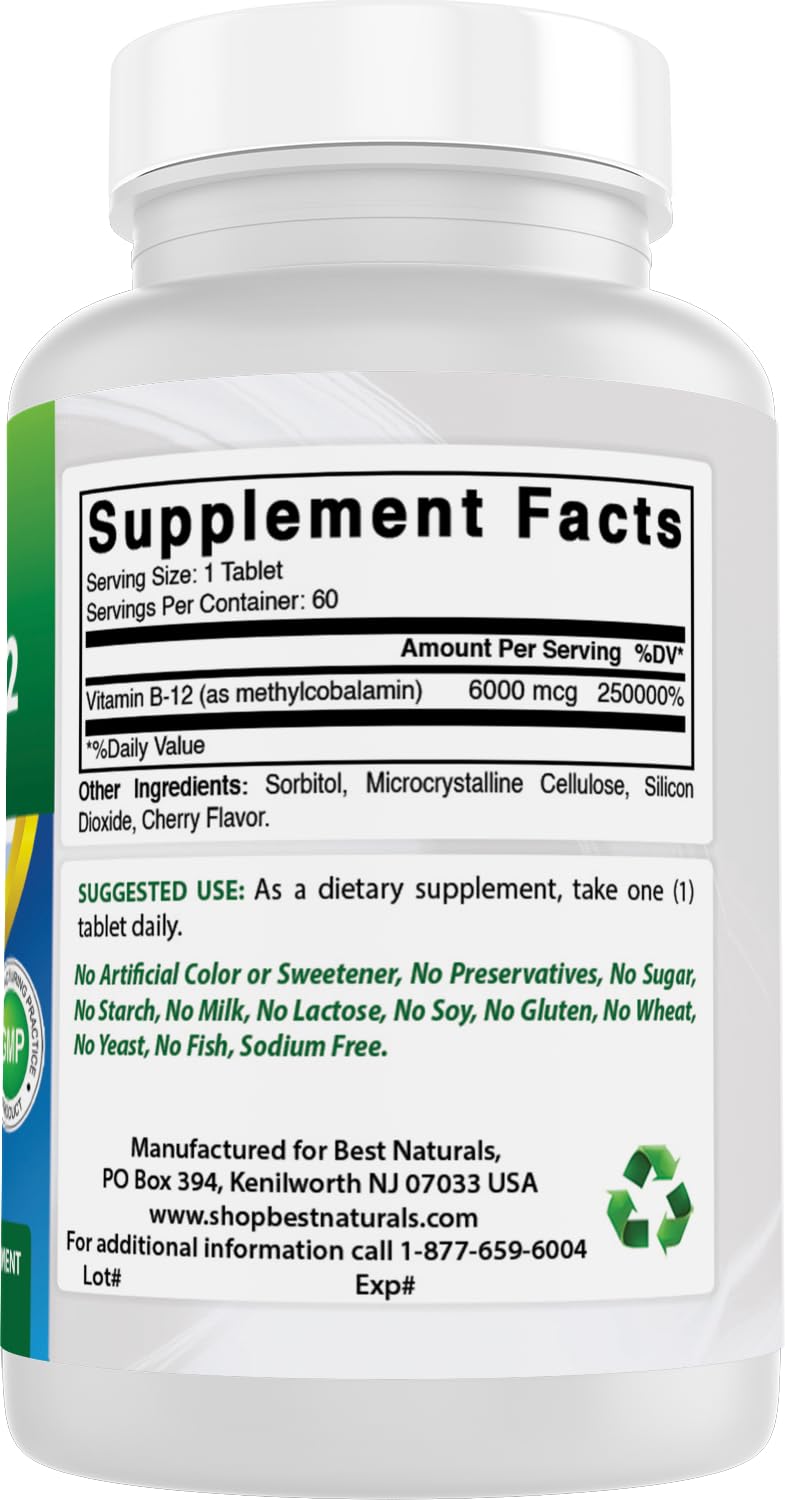 Best Naturals B-12 lab test seal indicating purity.