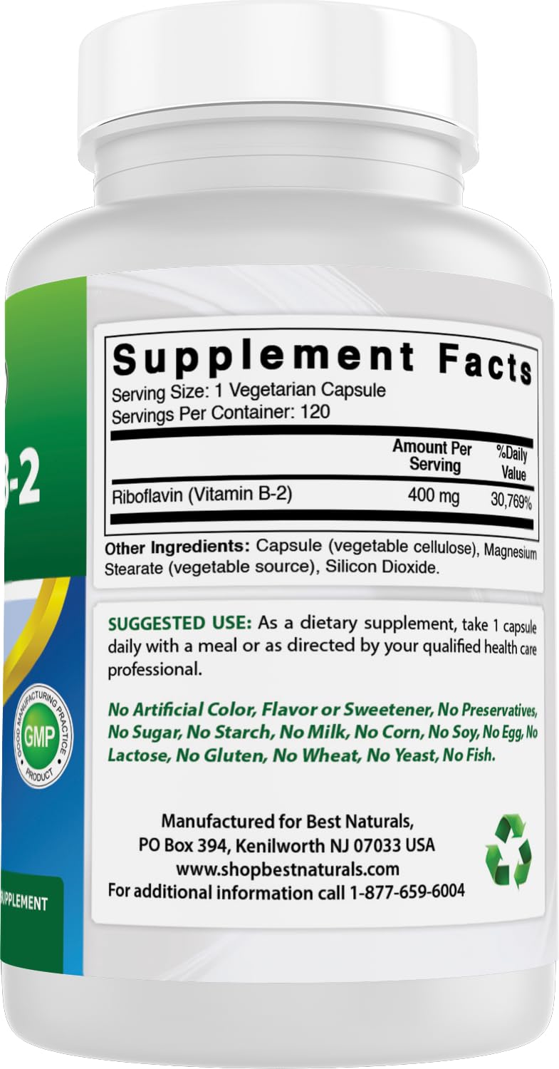 Best Naturals B2 riboflavin GMP seal indicating trusted manufacturing standards