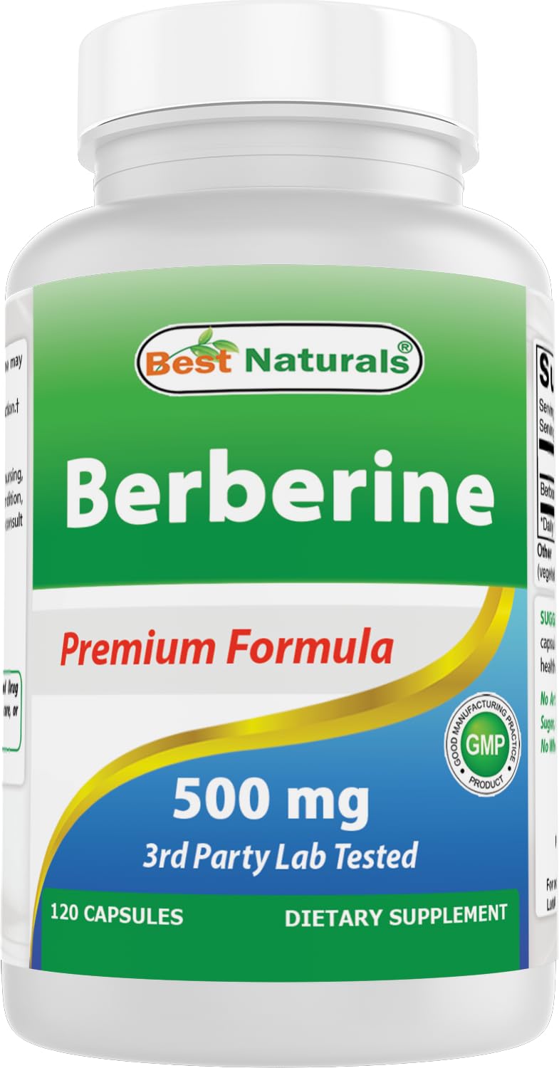 Best Naturals Berberine 500mg bottle-front promotes daily immune support.