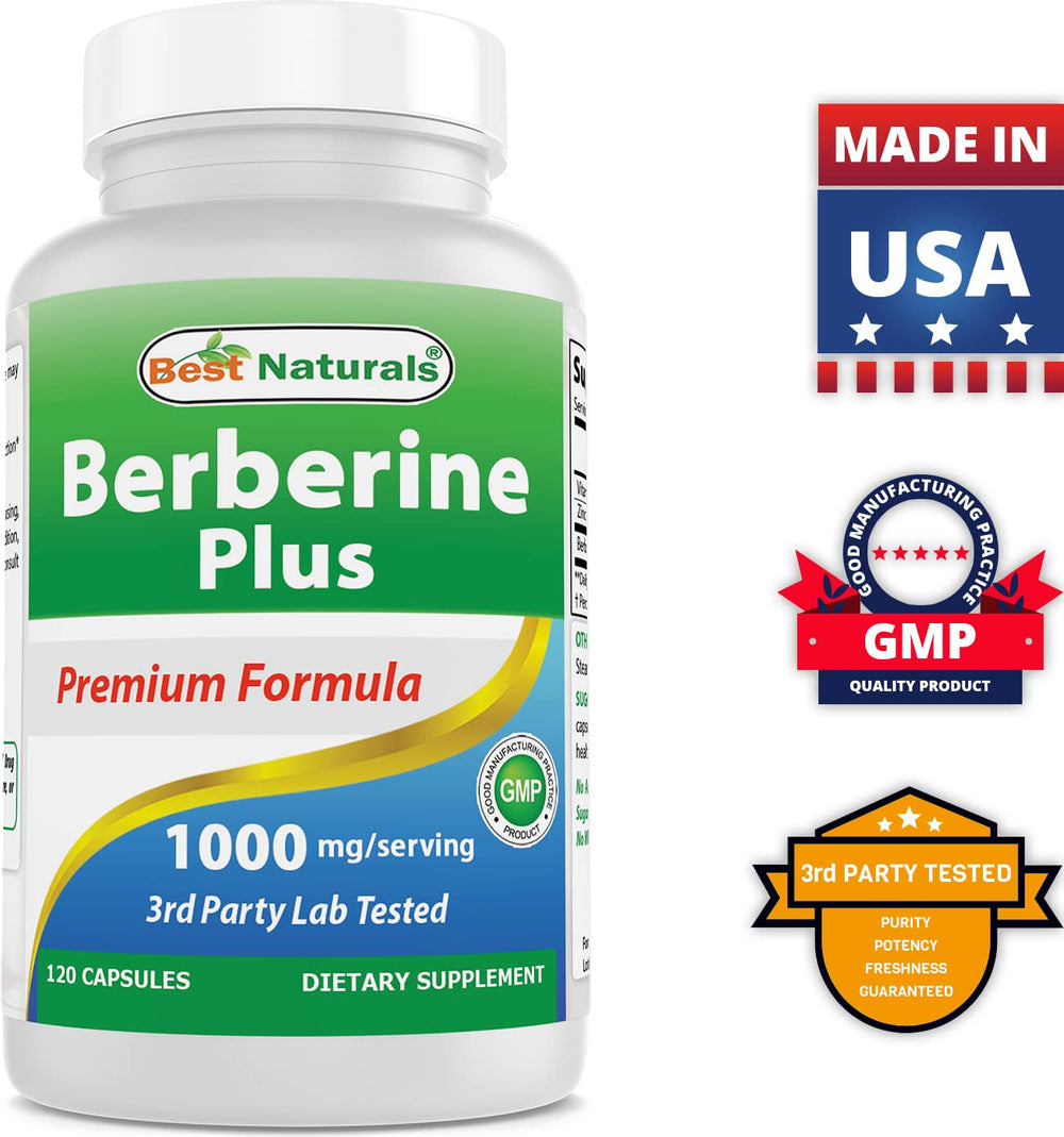 Best Naturals Berberine Plus amber bottle highlights premium storage.