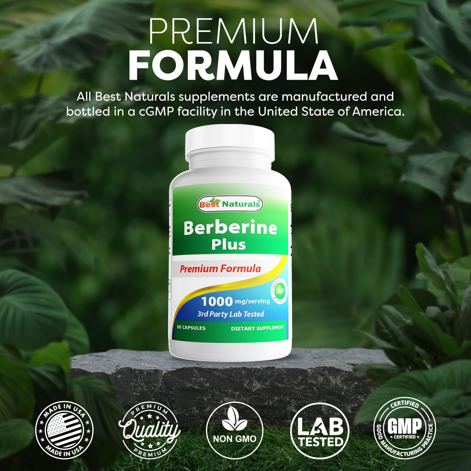 Best Naturals Berberine Plus bottle cap, secure seal