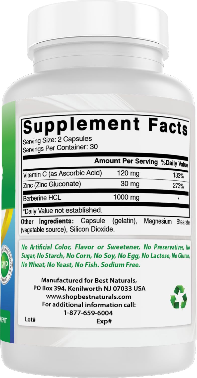 Serving portion of Best Naturals Berberine Plus shown for daily use.