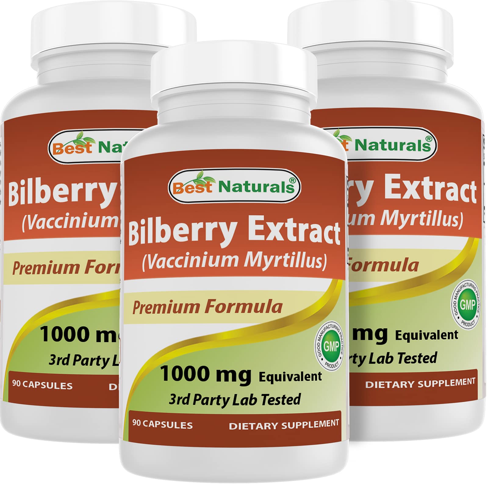 Best Naturals Bilberry 1000 mg bottle front with purity badge for quality