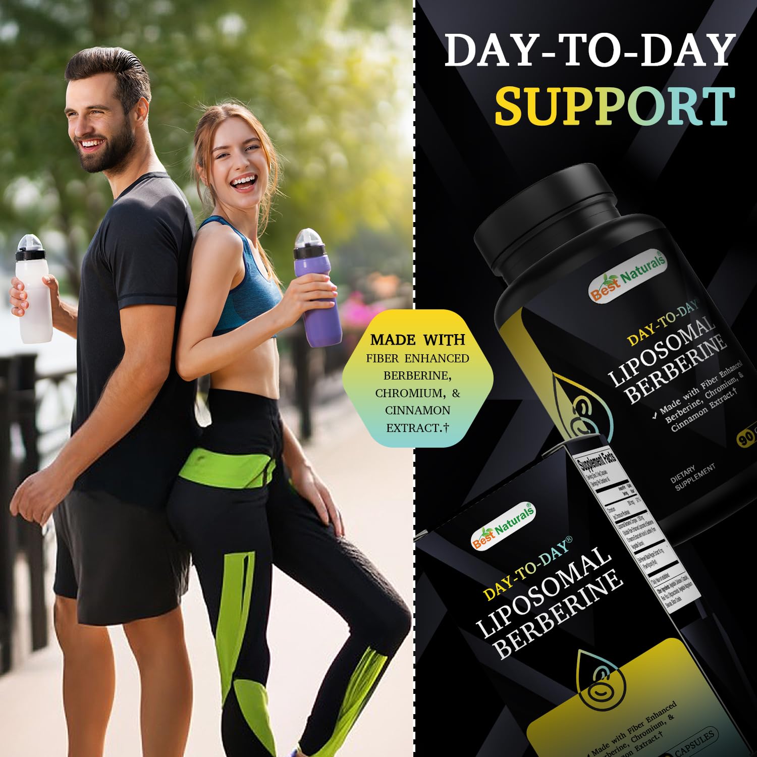 Best Naturals Bioperine-enhanced formula highlights improved bioavailability for steady support.