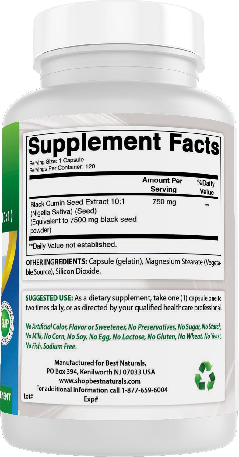 Best Naturals Black Seed extract 10:1 visual showcases concentrated potency