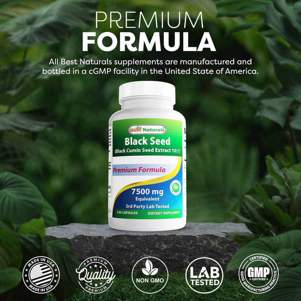 Best Naturals Black Seed packaging on desk with clear supplement facts