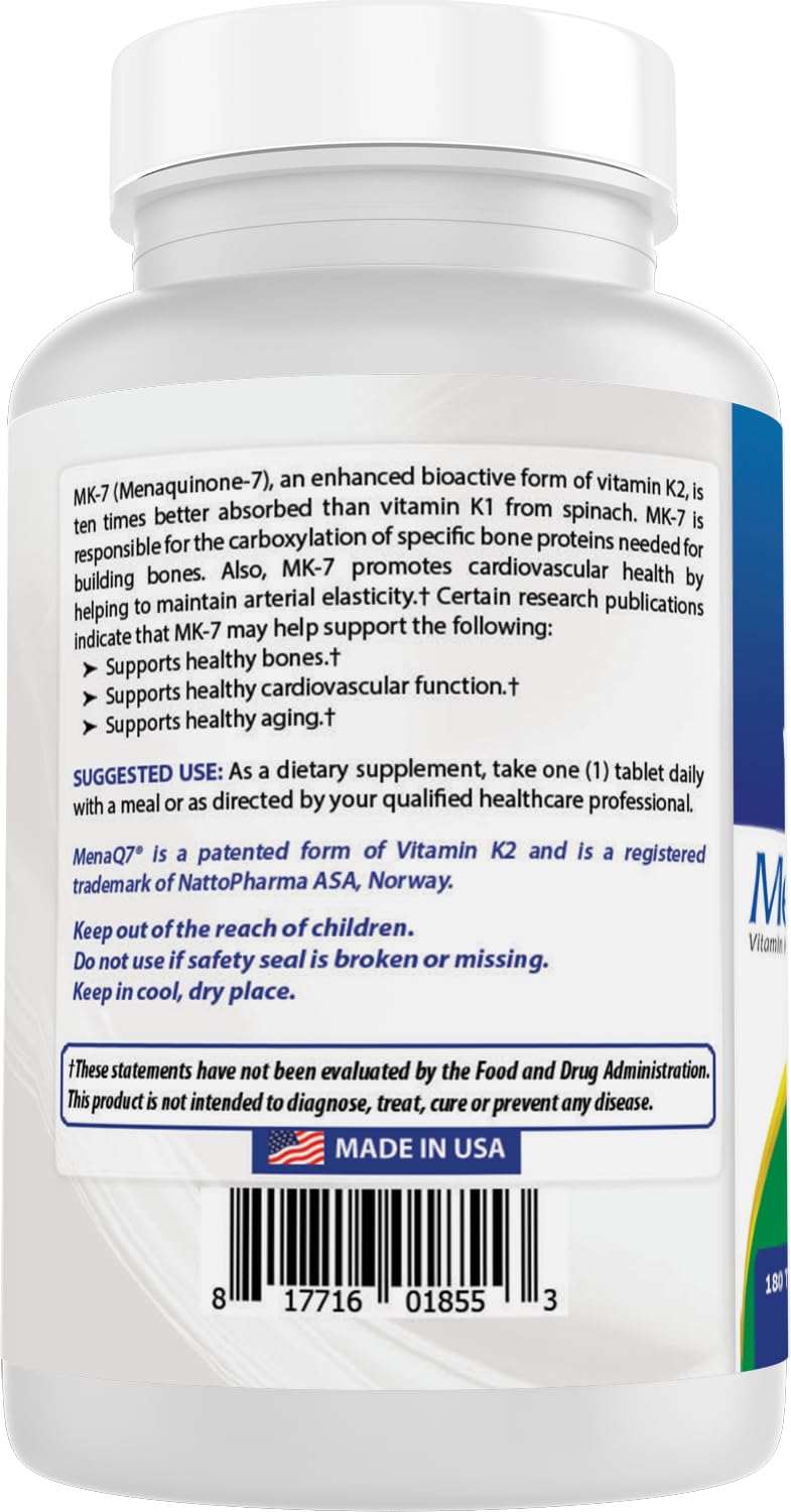 Best Naturals bottle side shows 180 tablets per bottle for daily convenience.